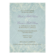 Aqua Blue Hydrangea Swirl Floral Flower Wedding Custom Invite