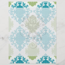aqua blue sage green white diamond damask personalised flyer