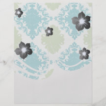 aqua blue sage green white diamond damask full color flyer