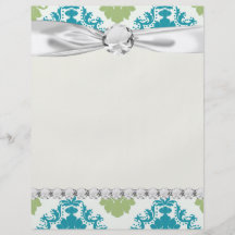 aqua blue sage green white diamond damask flyers