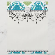 aqua blue sage green white diamond damask flyers