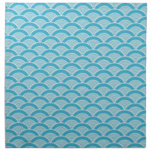 Aqua Blue White Japanese Wave Pattern Printed Napkin