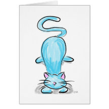 Aqua Cat, Ready to Pounce! Card