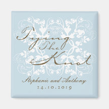 Aqua Floral Flourish Tying The Knot Magnet