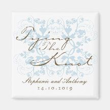 Aqua Floral Flourish Tying The Knot STD Magnet