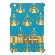 Aqua & gold crown pattern