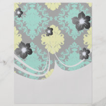 aqua green yellow green black diamond damask flyer design