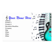 Aqua Guitar Piano Keyboard & Notes Business Card