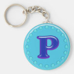 Aqua Initial P Keychains