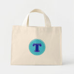 Aqua Initial T Tote Bag