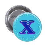 Aqua Initial X Pinback Buttons