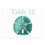 Aqua Sand Dollar Reception Table Numbers Postcard