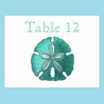 Aqua Sand Dollar Reception Table Numbers postcards