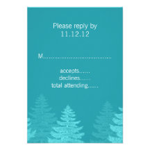 Aqua Spruce Trees Winter Wedding RSVP Card Custom Announcement