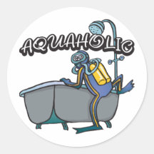 Aquaholic SCUBA Round Stickers