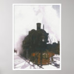 Aquarelle steam locomotive print