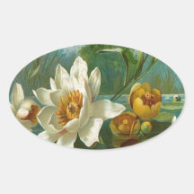 Aquatic Flower Oval Stickers