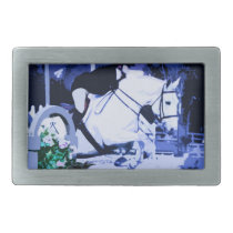 arabian horse jumping blue posterized belt buckles