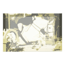 arabian horse jumping sepia posterized stationery