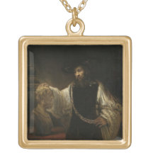 Aristotle (384-322 BC) with a Bust of Homer Custom Necklace