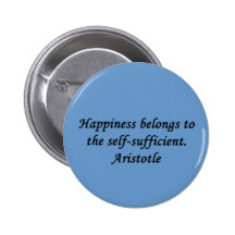 Aristotle Happiness Quote Button Pin