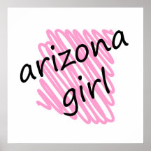 Arizona Girl with Scribbled Arizona Map Posters