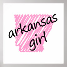 Arkansas Girl with Scribbled Arkansas Map Poster
