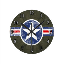 Army Air Corps Vintage Star Patriotic Wall Clocks