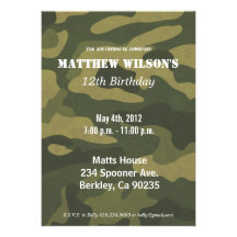 Army Camoflauge Custom Invitation