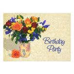 Arrangement of Roses & Iris Birthday Party Invites