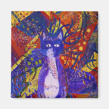 Arriving - Wild Party in Red, Yellow & Blue Fridge Magnets