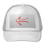 Arrow Pointing Left. On Grey. Mesh Hats