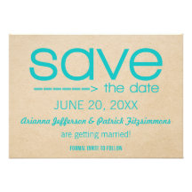 Arrow Typography Save the Date, Aqua Custom Invitation