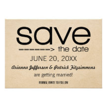 Arrow Typography Save the Date, Black Personalized Invite