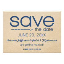 Arrow Typography Save the Date, Blue Personalised Announcement