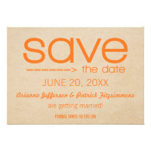 Arrow Typography Save the Date, Orange Custom Invite