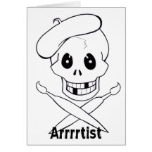 Arrrrtist Pirate (Skull and Crossbones) Greeting Card