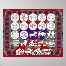 ART101 Zodiac Collection on Oriental Colour Collag Poster