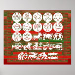ART101 Zodiac Collection on Oriental Red Collage Poster