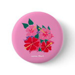 Art Badge Button: Hibiscus Pink buttons