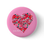 Art Badge Button: Hibiscus Pink Heart buttons
