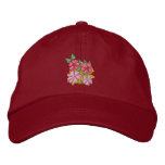 Art Cap: Hibiscus Flowers. Pink desig embroidered hats