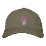 Art Cap: Pink Pansies in a Pot embroidered hats