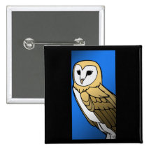 Art Deco Barn Owl (blue) Pin