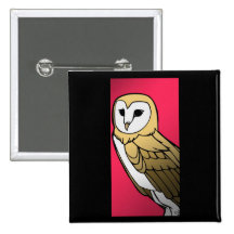 Art Deco Barn Owl (fuchsia) Button