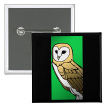 Art Deco Barn Owl (green) Pin