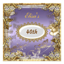 Art Deco Birthday Party Black Gold Mauve Custom Announcement
