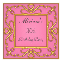 Art Deco Birthday Party Invitation Pink Gold