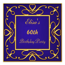 Art Deco Birthday Party Invitation Royal Blue