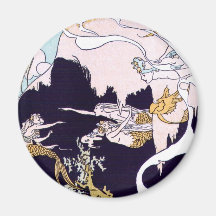 Art Deco Mermaids Refrigerator Magnet
